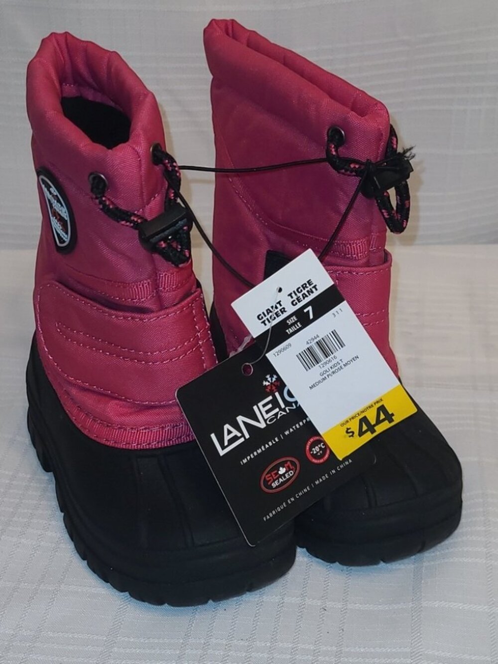 Laneige Canada Pink & Black Toddler Waterproof Winter Snow Rain Boots - Sz 7 NWT